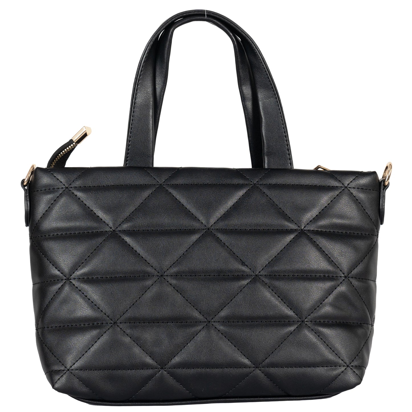 Design 9 Faux Leather Bag with Cross Stitching, Embroidered Belt & Gold Accents