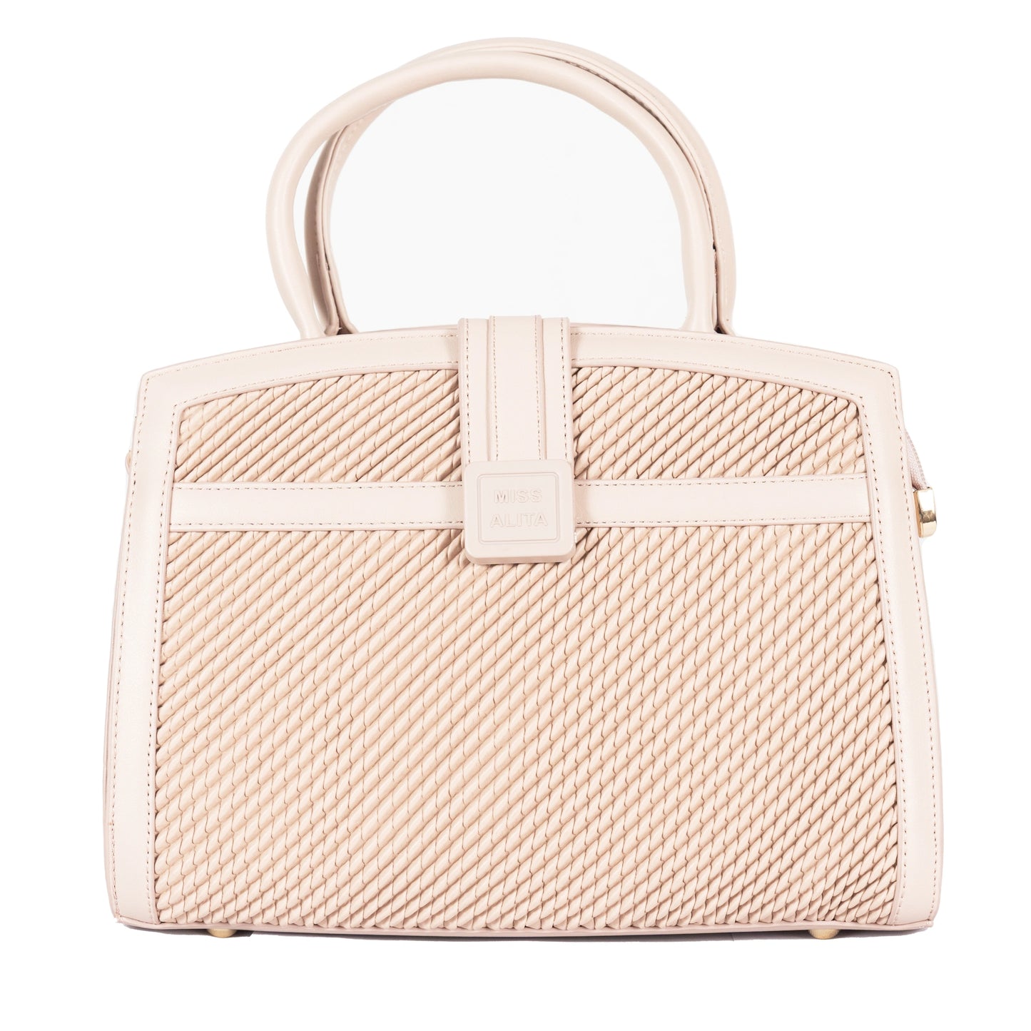 Design 8 Faux Leather Dual-Use Bag with Front Pattern & Gold Accents
