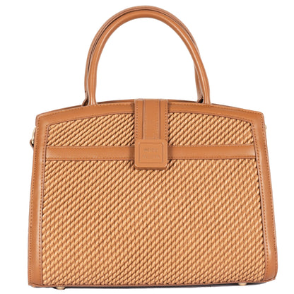 Design 8 Faux Leather Dual-Use Bag with Front Pattern & Gold Accents