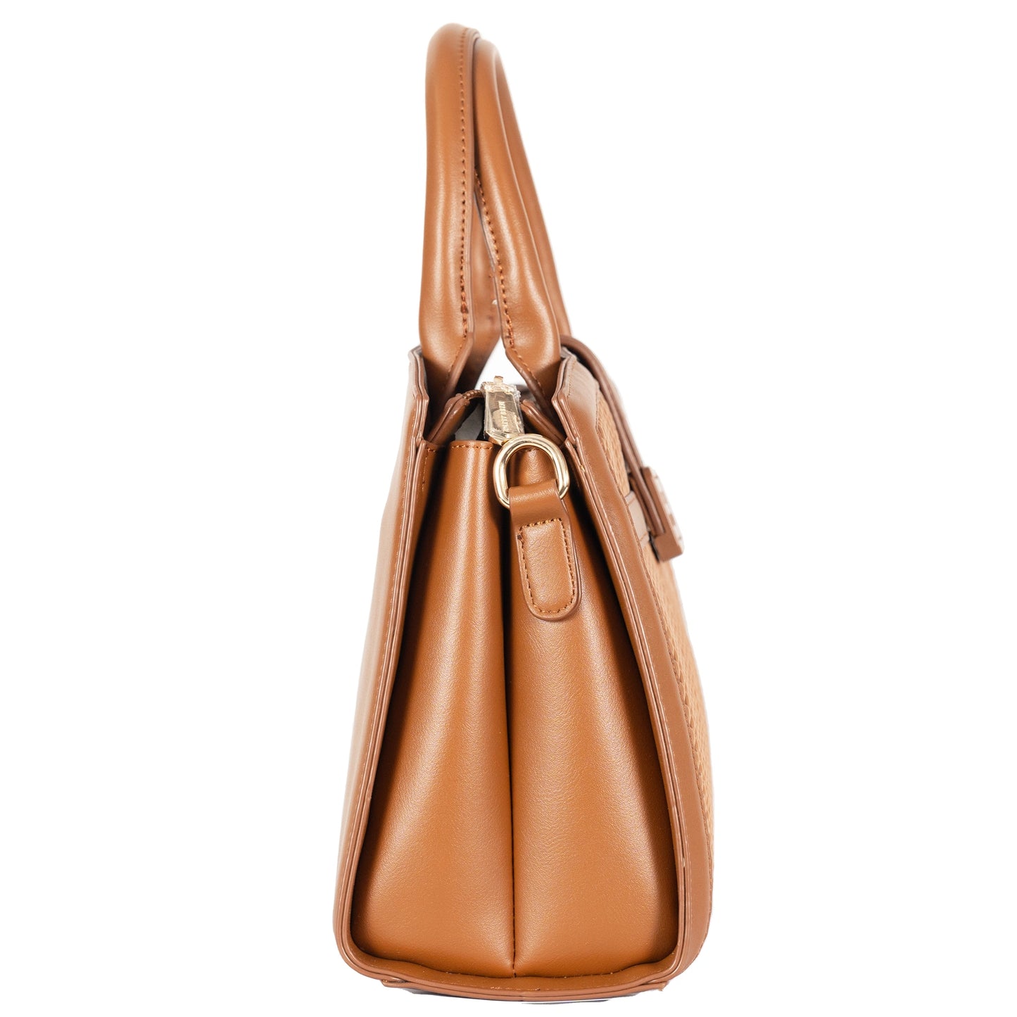 Design 8 Faux Leather Dual-Use Bag with Front Pattern & Gold Accents