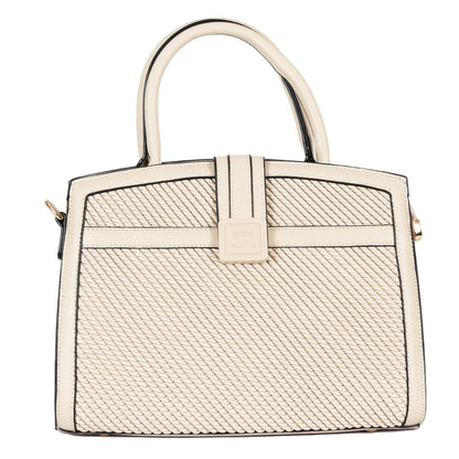 Design 8 Faux Leather Dual-Use Bag with Front Pattern & Gold Accents