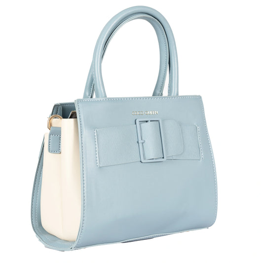 Design 11 Elegant Foam Finish Hand & Sling Bag with Scarf Accent and Gold Detailing