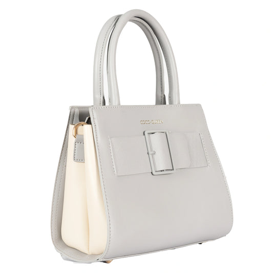 Design 11 Elegant Foam Finish Hand & Sling Bag with Scarf Accent and Gold Detailing