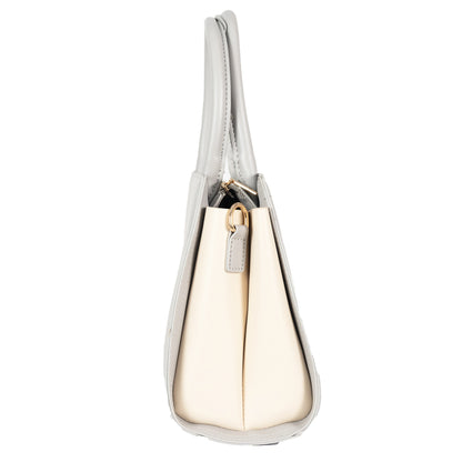 Design 11 Elegant Foam Finish Hand & Sling Bag with Scarf Accent and Gold Detailing