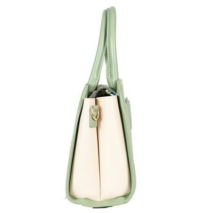 Design 11 Elegant Foam Finish Hand & Sling Bag with Scarf Accent and Gold Detailing