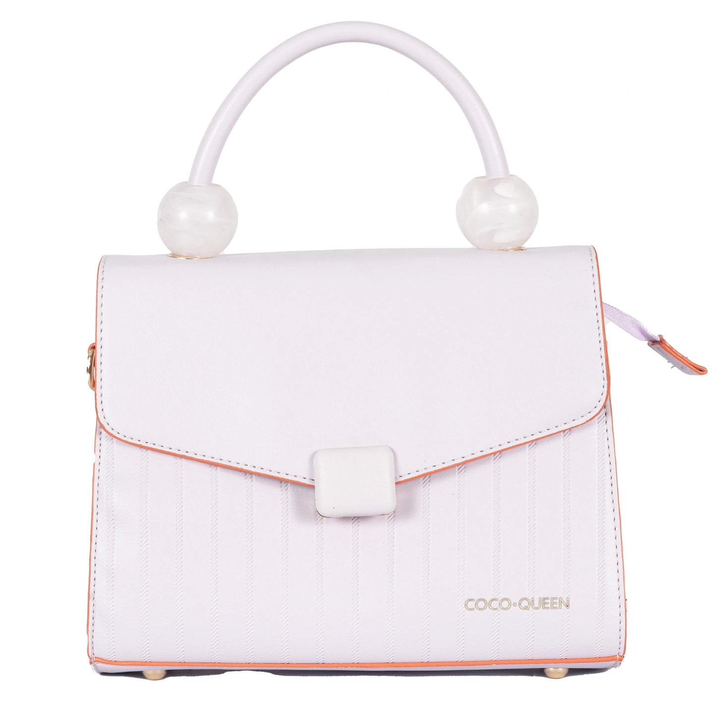 Design 2 Faux Leather Hand & Sling Bag with Beaded Handle & Line Pattern