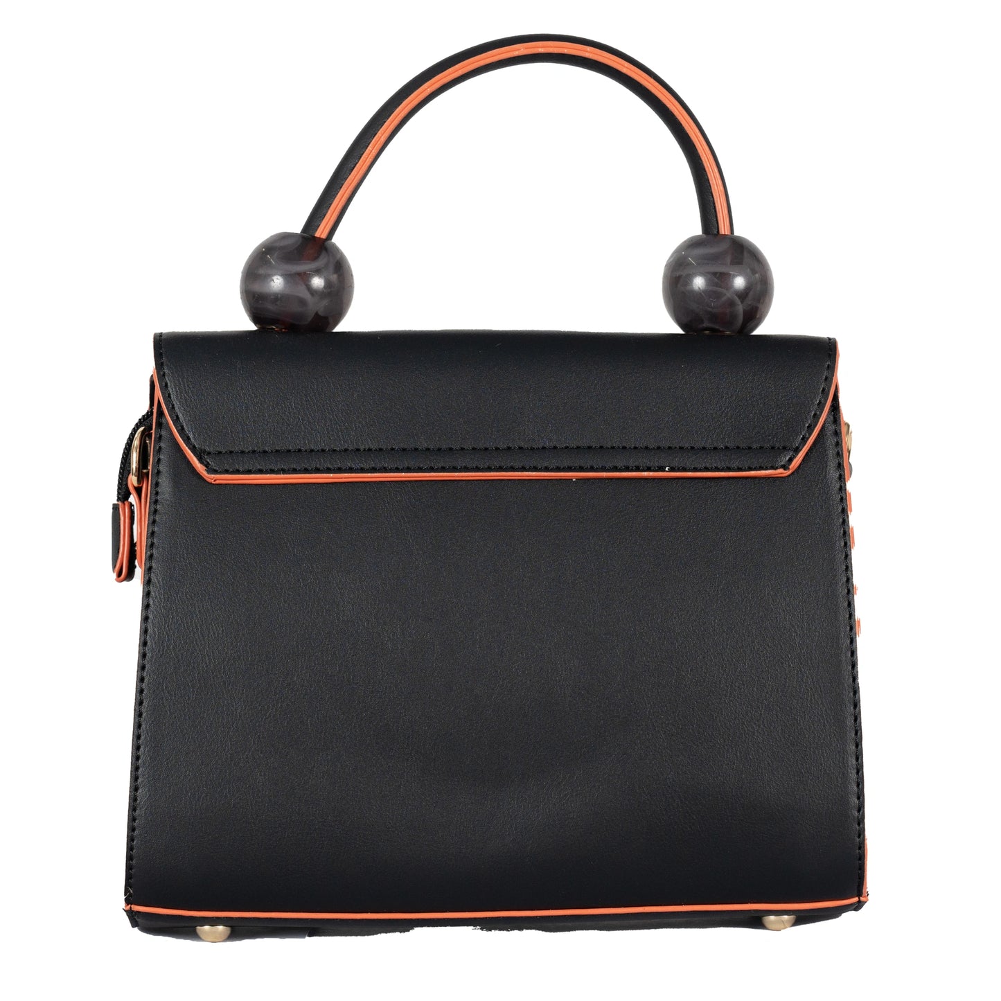Design 2 Faux Leather Hand & Sling Bag with Beaded Handle & Line Pattern