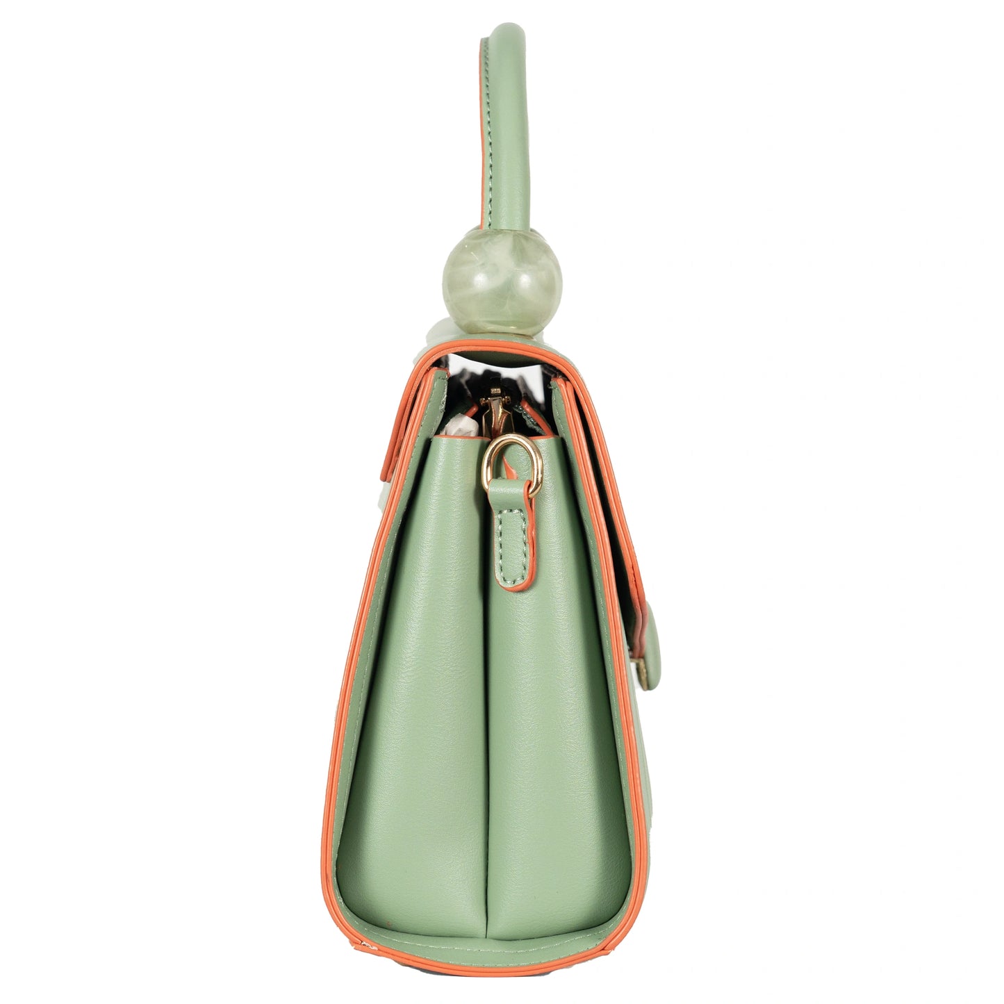 Design 2 Faux Leather Hand & Sling Bag with Beaded Handle & Line Pattern