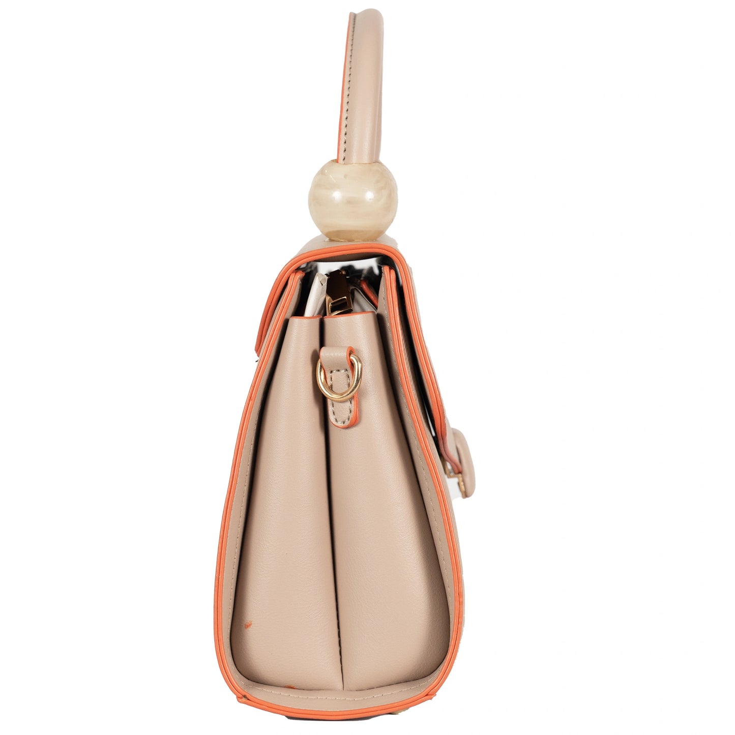Design 2 Faux Leather Hand & Sling Bag with Beaded Handle & Line Pattern