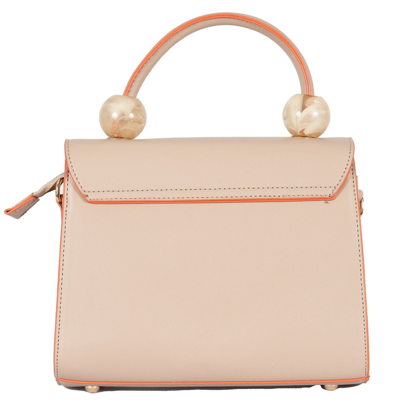 Design 2 Faux Leather Hand & Sling Bag with Beaded Handle & Line Pattern
