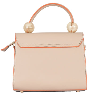 Design 2 Faux Leather Hand & Sling Bag with Beaded Handle & Line Pattern