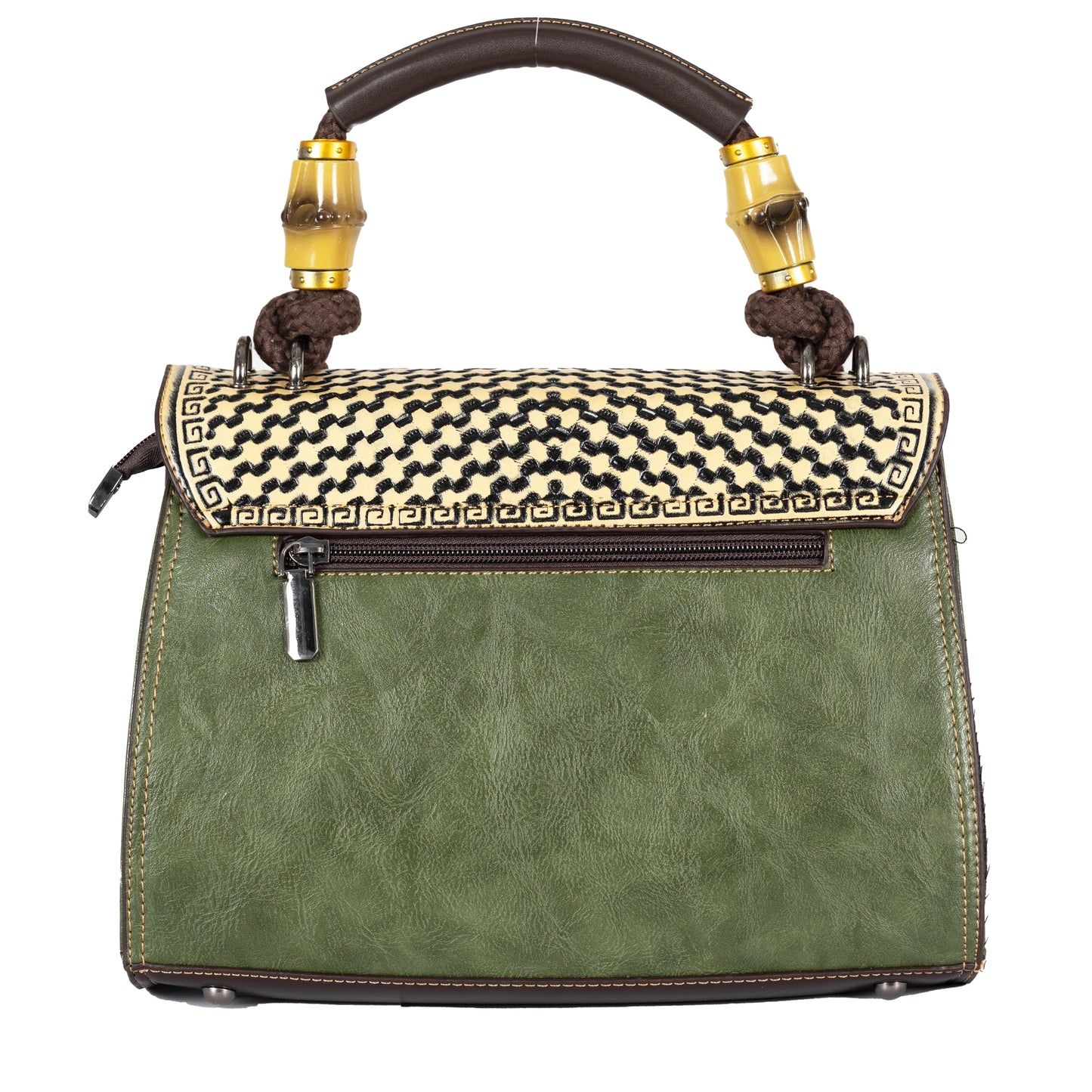 Design 1 Mandala Faux Leather Hand & Sling Bag with Beaded Rope Handle