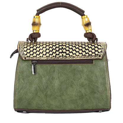 Design 1 Mandala Faux Leather Hand & Sling Bag with Beaded Rope Handle