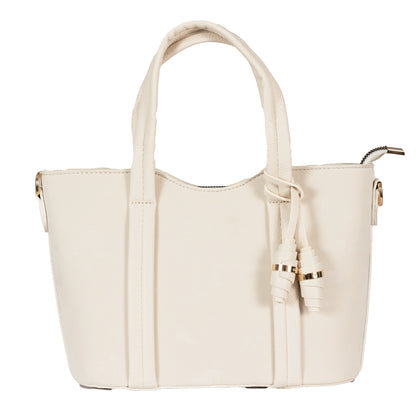 Design 4 Faux Velvet & Leather Dual-Use Bag with Tassel & Gold Accents
