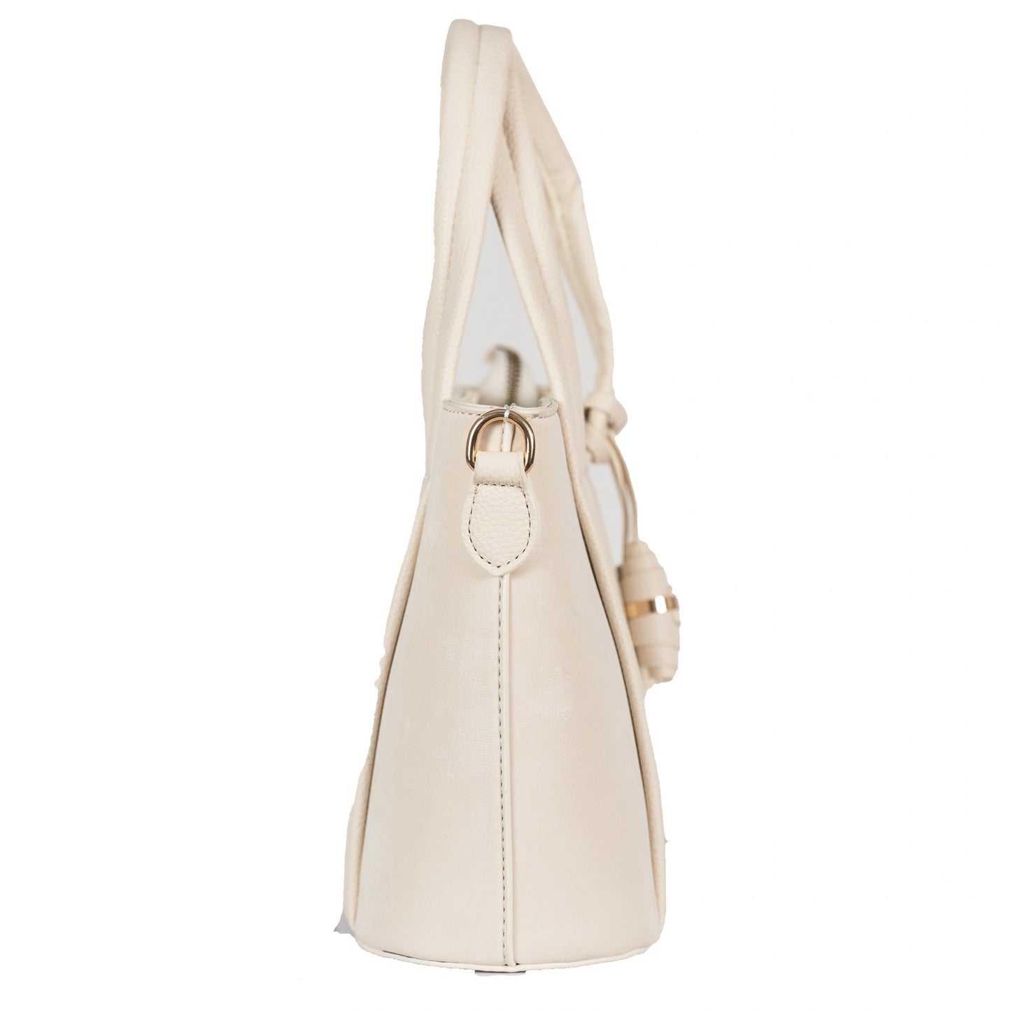 Design 4 Faux Velvet & Leather Dual-Use Bag with Tassel & Gold Accents