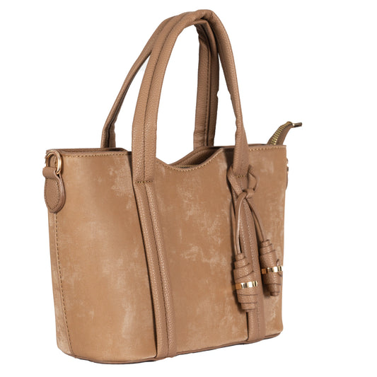 Design 4 Faux Velvet & Leather Dual-Use Bag with Tassel & Gold Accents