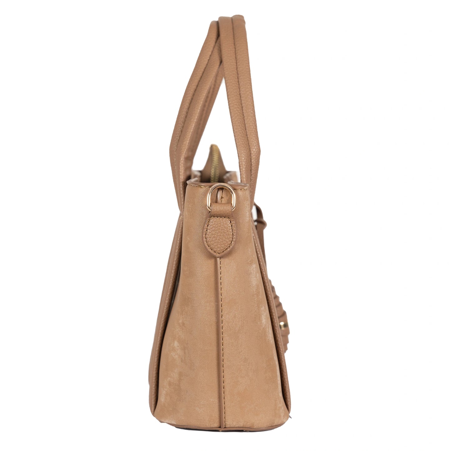 Design 4 Faux Velvet & Leather Dual-Use Bag with Tassel & Gold Accents