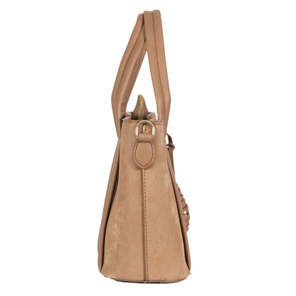Design 4 Faux Velvet & Leather Dual-Use Bag with Tassel & Gold Accents