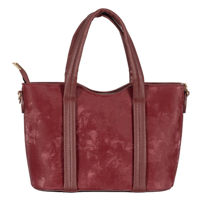 Design 4 Faux Velvet & Leather Dual-Use Bag with Tassel & Gold Accents