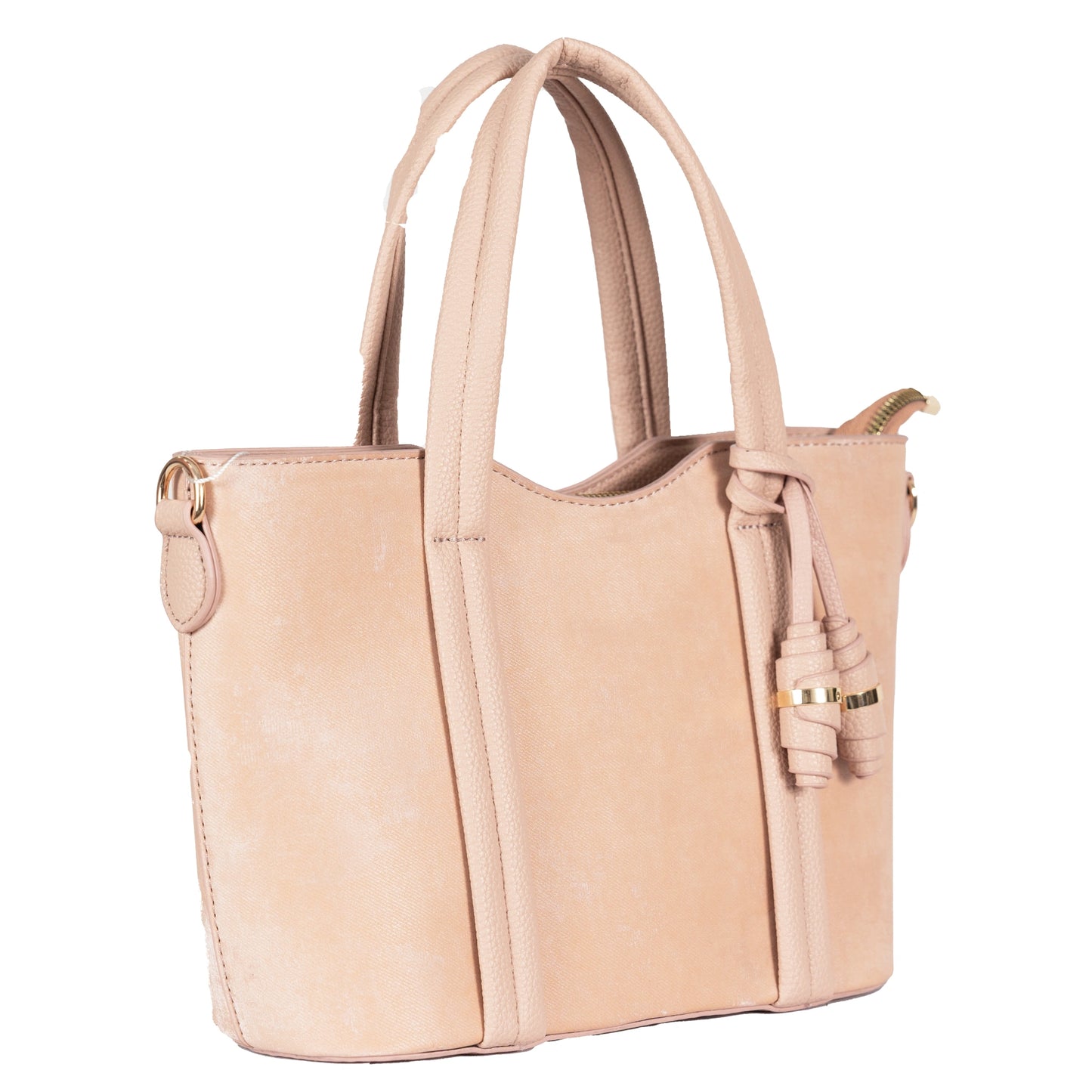 Design 4 Faux Velvet & Leather Dual-Use Bag with Tassel & Gold Accents
