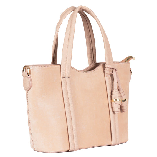 Design 4 Faux Velvet & Leather Dual-Use Bag with Tassel & Gold Accents