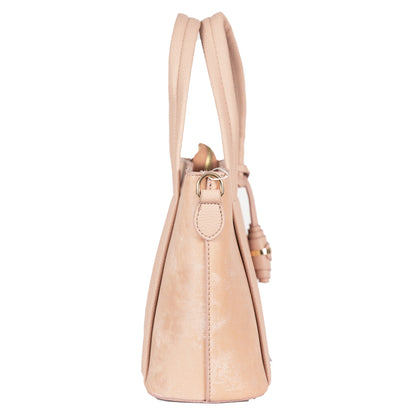 Design 4 Faux Velvet & Leather Dual-Use Bag with Tassel & Gold Accents