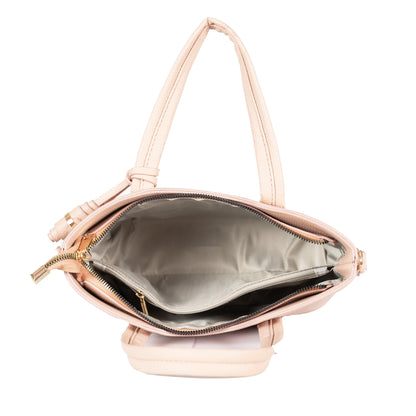 Design 4 Faux Velvet & Leather Dual-Use Bag with Tassel & Gold Accents