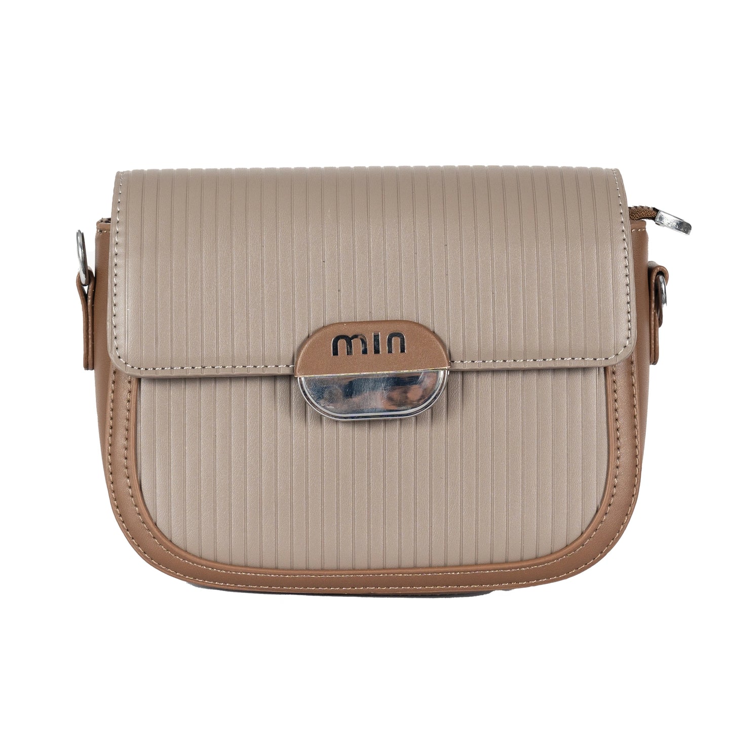 Design 16 Sleek Lined Faux Leather Sling Bag with Silver Accents & Magnetic Closure