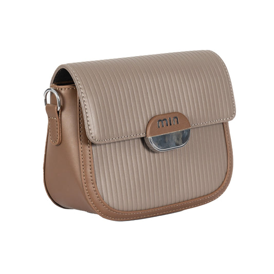 Design 16 Sleek Lined Faux Leather Sling Bag with Silver Accents & Magnetic Closure