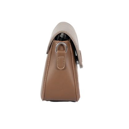 Design 16 Sleek Lined Faux Leather Sling Bag with Silver Accents & Magnetic Closure