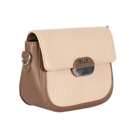 Design 16 Sleek Lined Faux Leather Sling Bag with Silver Accents & Magnetic Closure