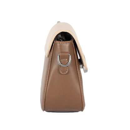 Design 16 Sleek Lined Faux Leather Sling Bag with Silver Accents & Magnetic Closure