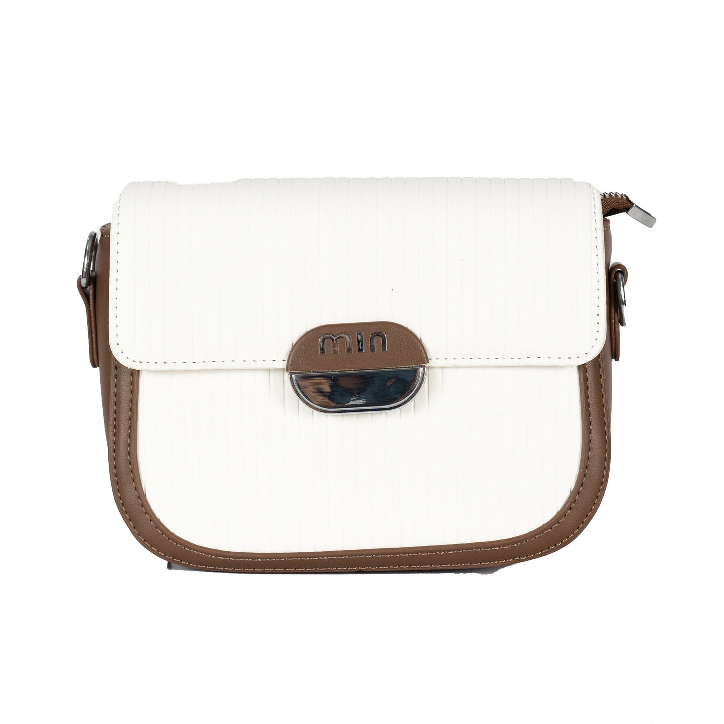 Design 16 Sleek Lined Faux Leather Sling Bag with Silver Accents & Magnetic Closure