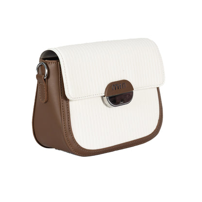 Design 16 Sleek Lined Faux Leather Sling Bag with Silver Accents & Magnetic Closure