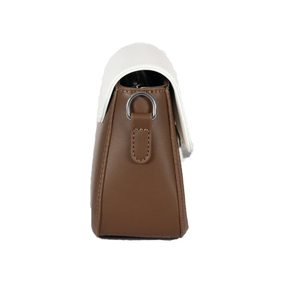 Design 16 Sleek Lined Faux Leather Sling Bag with Silver Accents & Magnetic Closure