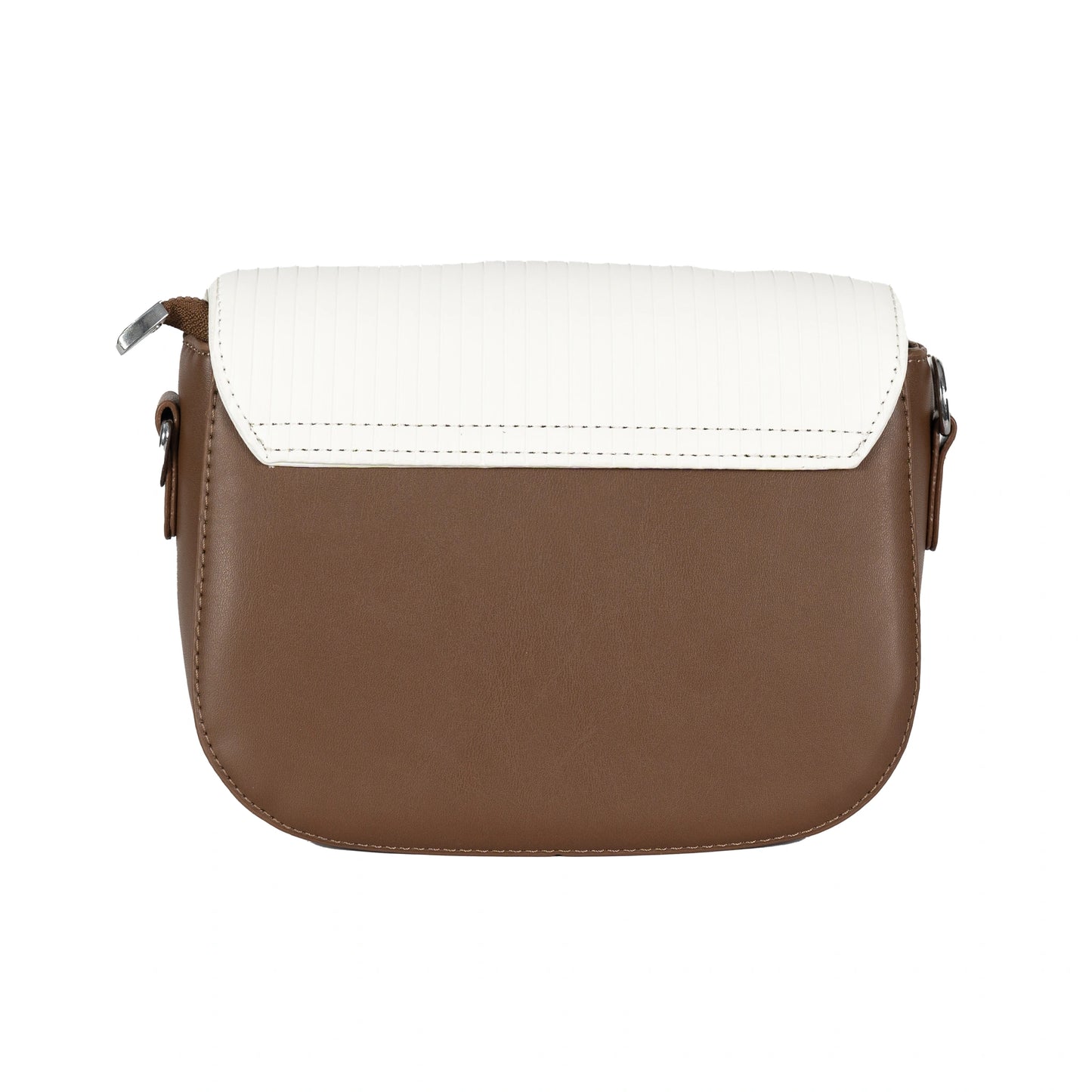 Design 16 Sleek Lined Faux Leather Sling Bag with Silver Accents & Magnetic Closure