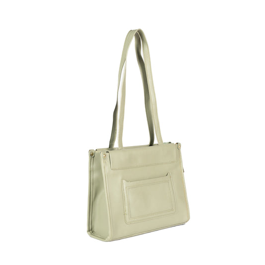Design 12 Faux Leather Handbag with Front Pocket & Gold Accents