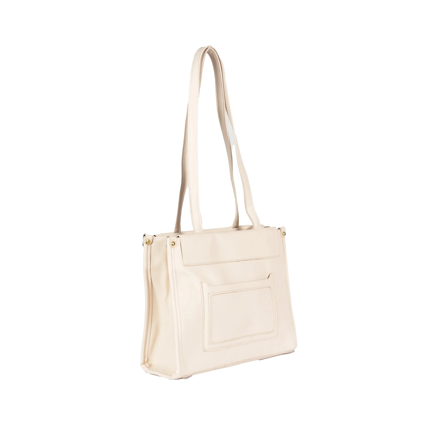 Design 12 Faux Leather Handbag with Front Pocket & Gold Accents