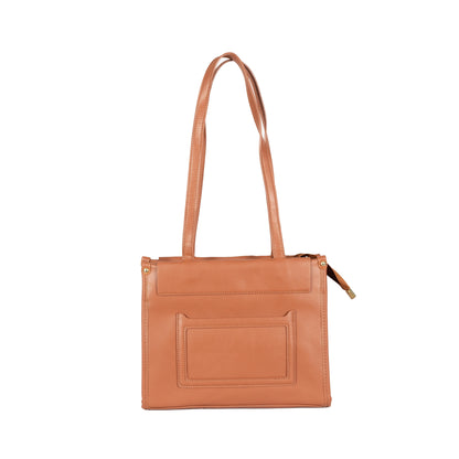 Design 12 Faux Leather Handbag with Front Pocket & Gold Accents