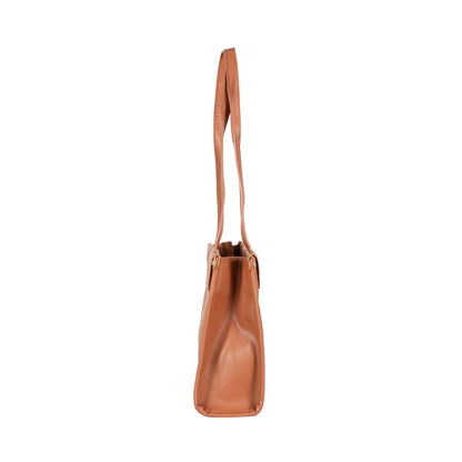 Design 12 Faux Leather Handbag with Front Pocket & Gold Accents