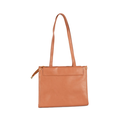 Design 12 Faux Leather Handbag with Front Pocket & Gold Accents