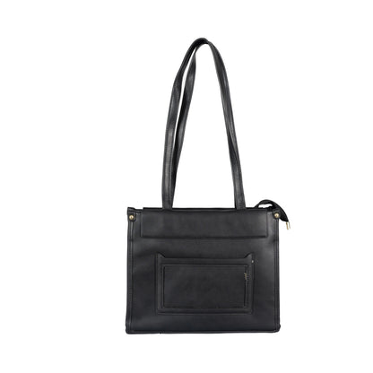 Design 12 Faux Leather Handbag with Front Pocket & Gold Accents
