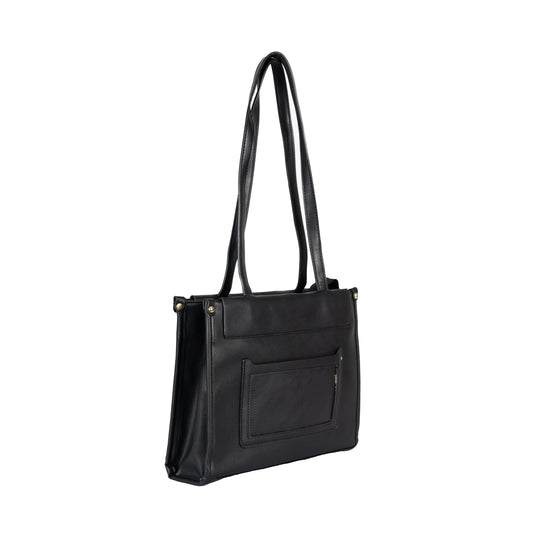 Design 12 Faux Leather Handbag with Front Pocket & Gold Accents