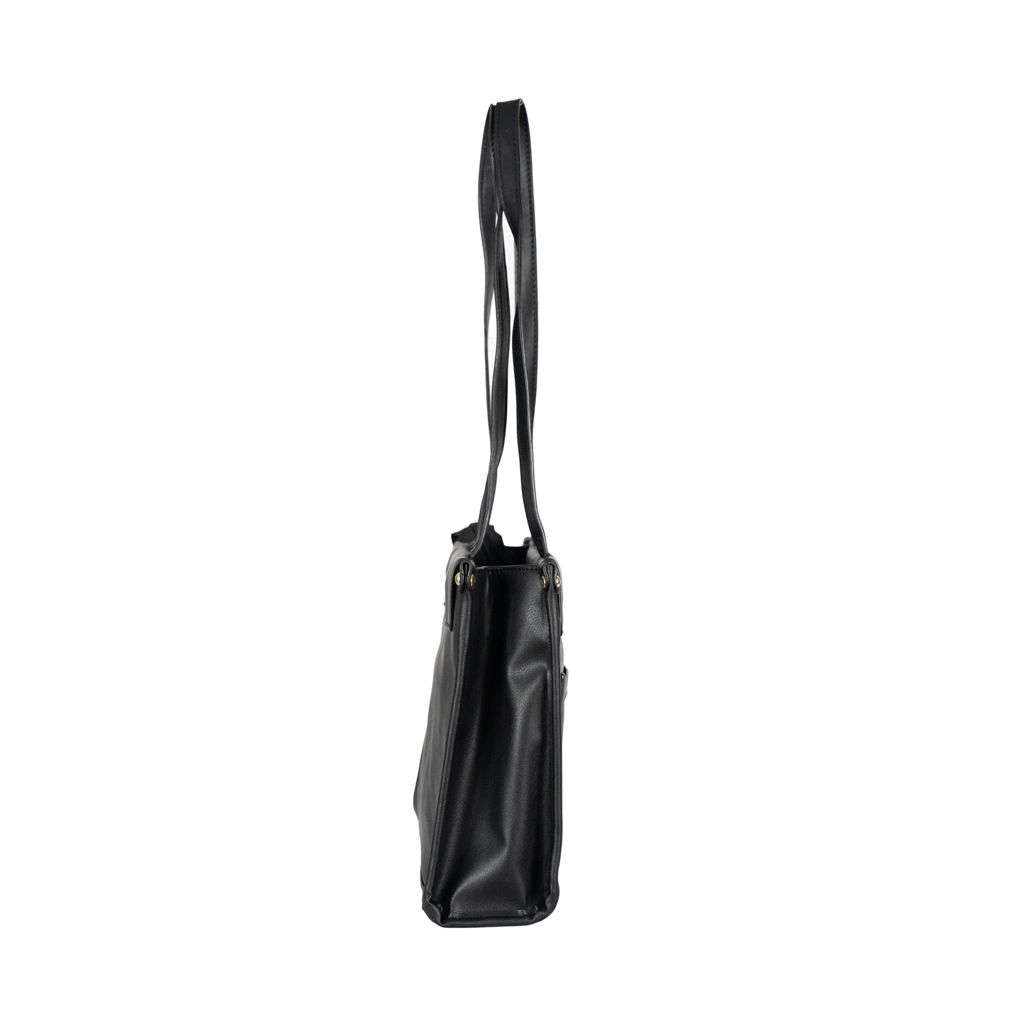 Design 12 Faux Leather Handbag with Front Pocket & Gold Accents