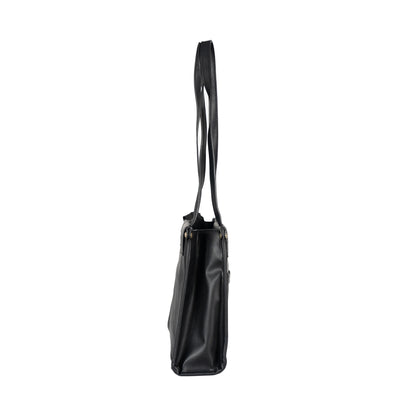 Design 12 Faux Leather Handbag with Front Pocket & Gold Accents