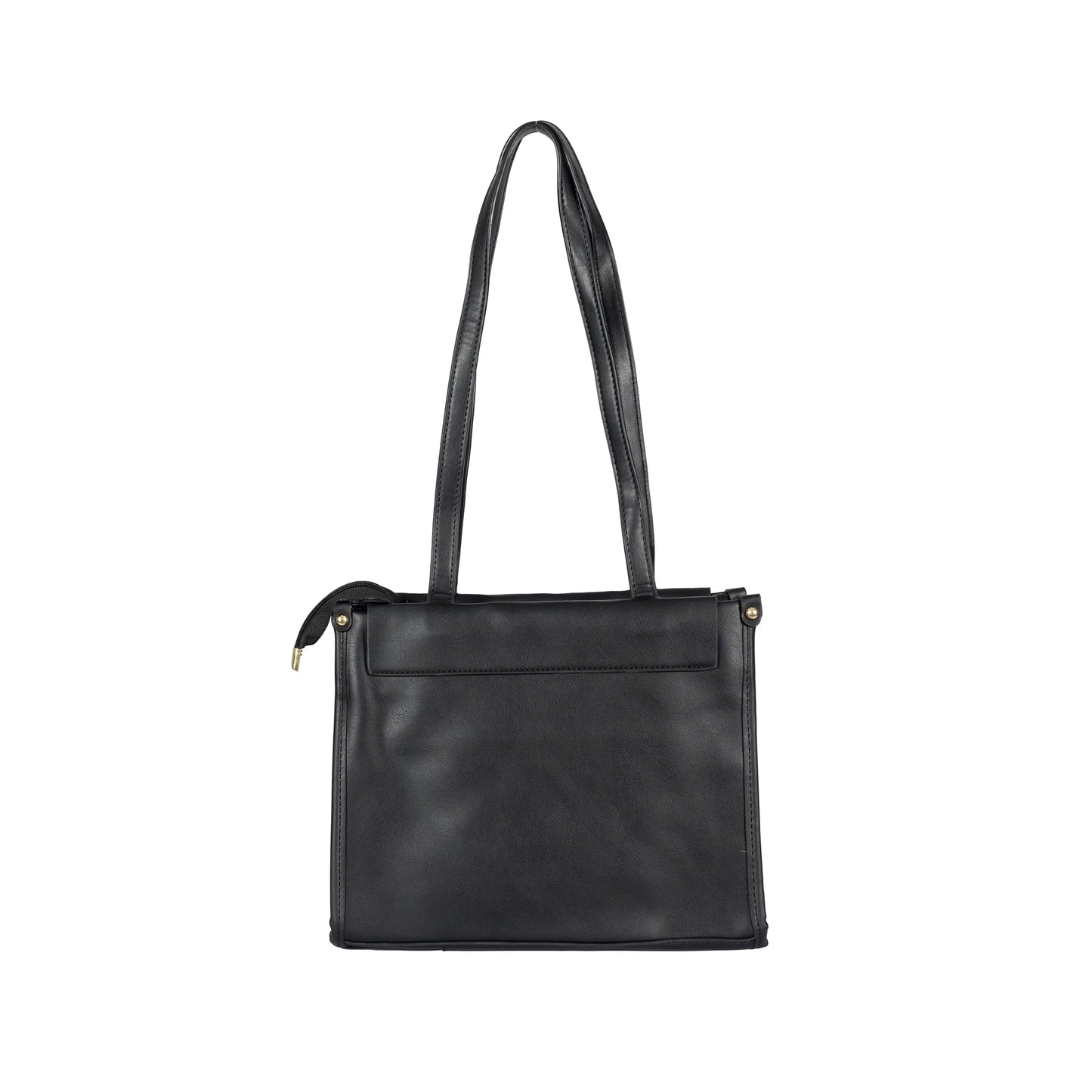 Design 12 Faux Leather Handbag with Front Pocket & Gold Accents
