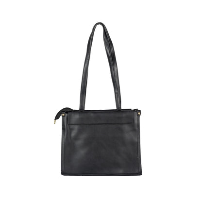 Design 12 Faux Leather Handbag with Front Pocket & Gold Accents