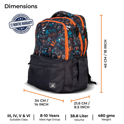 School Backpack 18"in | Age 8–11 | Grade III, IV, V, VI | 33.8L | Arbor