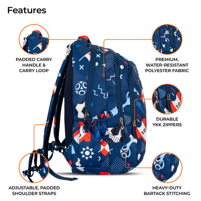School Backpack 19"in | Age 9+ | Grade V To XII | 37L | Graffix