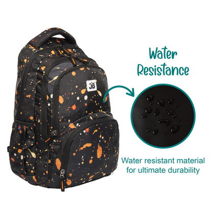 Colour Splash School Backpack for Kids 7 to 9 Years - 17 Inch (Black-Orange)